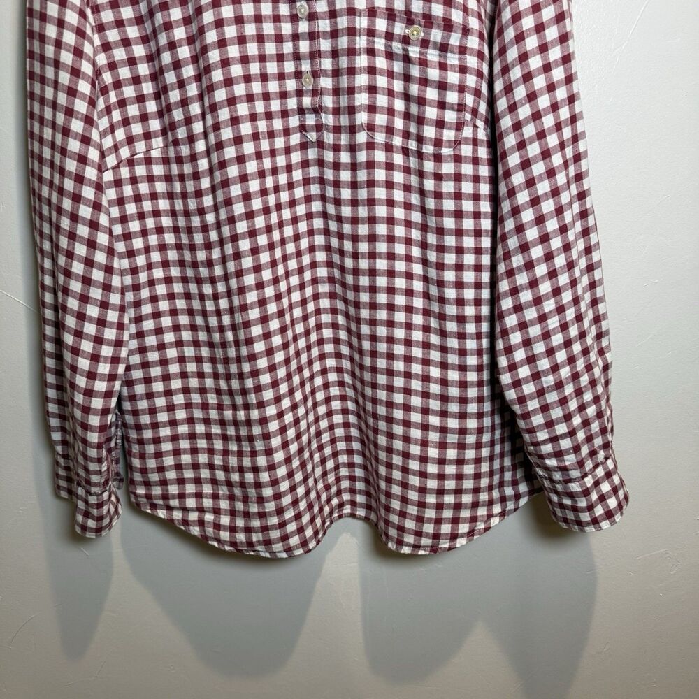 Tommy Bahama Red and White Gingham Linen Long Sleeve Women's Shirt Size XL - Picture 11 of 13
